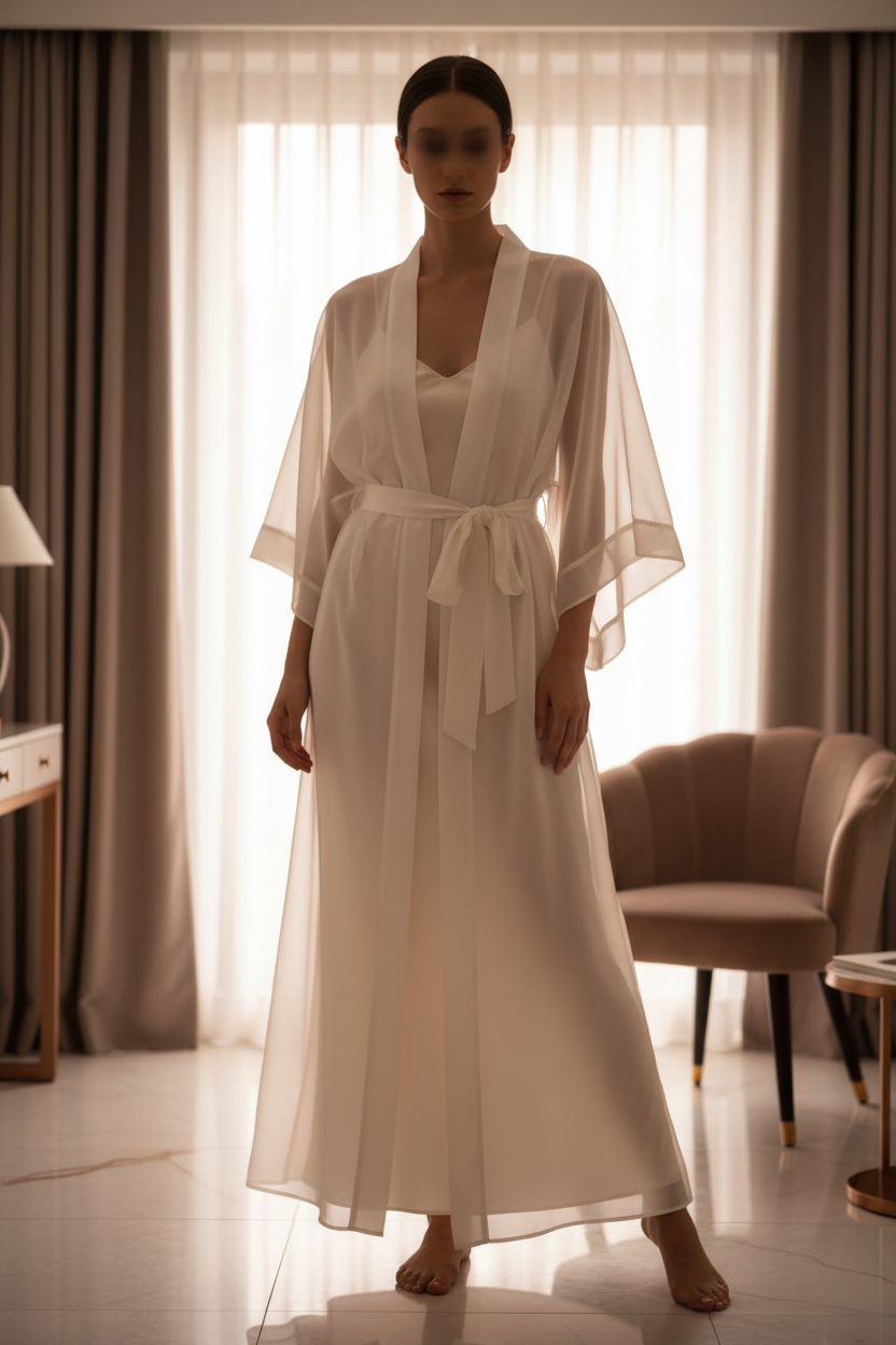 Organza Double de Soie Ivoire au Mètre - Tissu Haute Couture