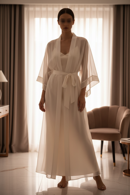 Organza Double de Soie Ivoire au Mètre - Tissu Haute Couture