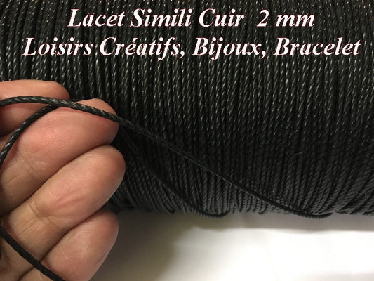 2mm Round Braided Faux Leather Cord Thread Lace for Necklaces and Crafts