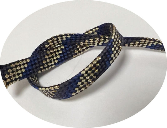 Flat Braided Lace Blue Gold By The Meter Sewing.