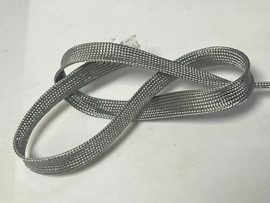 6mm Shiny Light Grey Flat Braided Lace Sold By The Meter.
