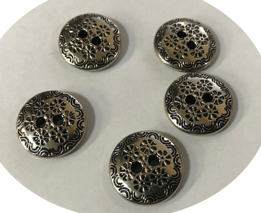 Lot de 5 boutons argenté couture en 18 mm