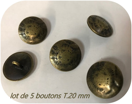 Set of 5 bronze sewing buttons in 20 mm
