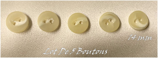 Set of 5 14 mm Ecru Fancy Buttons to Sew on for Children and Adults