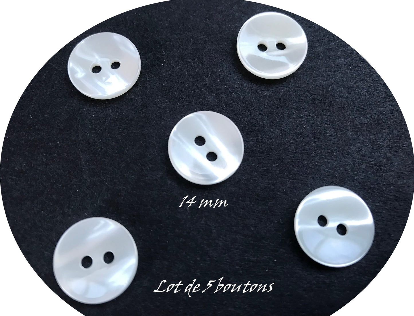 Set of 5 White Pearl Buttons 14 mm to Sew on for Children and Adults