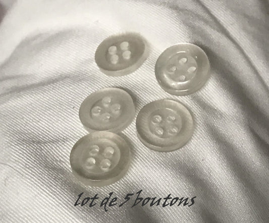 Set of 5 Transparent White Buttons 11 mm to Sew For Children and Adults