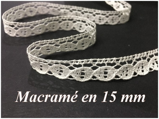 White Macrame 15mm by the Meter to Sew for Customizations.