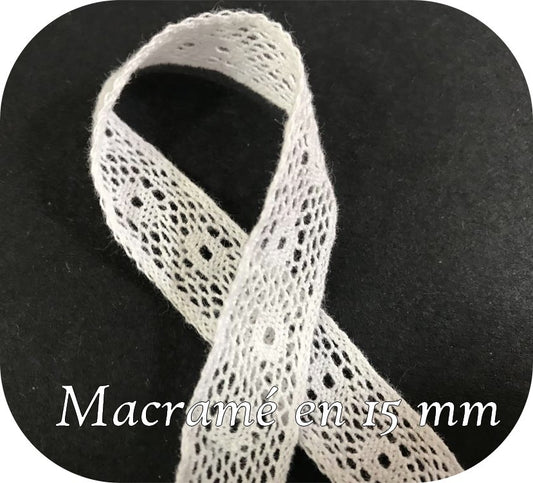 15mm white macrame lace "for refined creations"