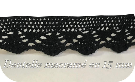 Black macramé lace in 15 mm "for refined creations"