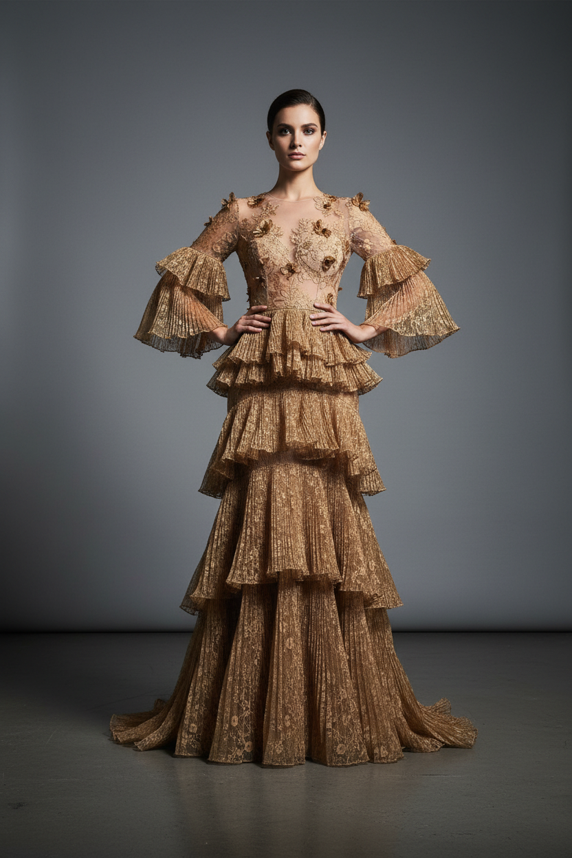 Mannequin haute couture avec dentelle nude
