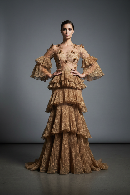 Mannequin haute couture avec dentelle nude