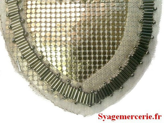 Motif, Applique, Patch, To Sew in Khaki pearl on Mesh.