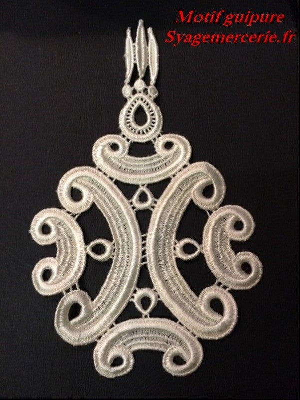 Guipure lace pattern embroidered lace Ecru