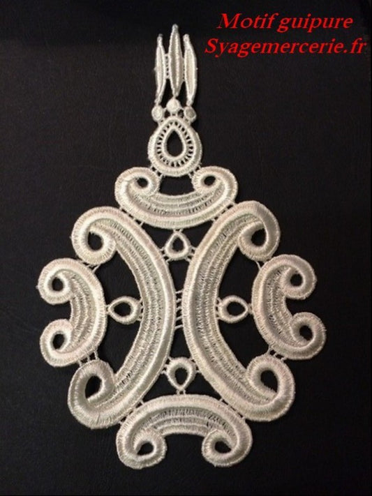 Guipure lace pattern embroidered lace Ecru