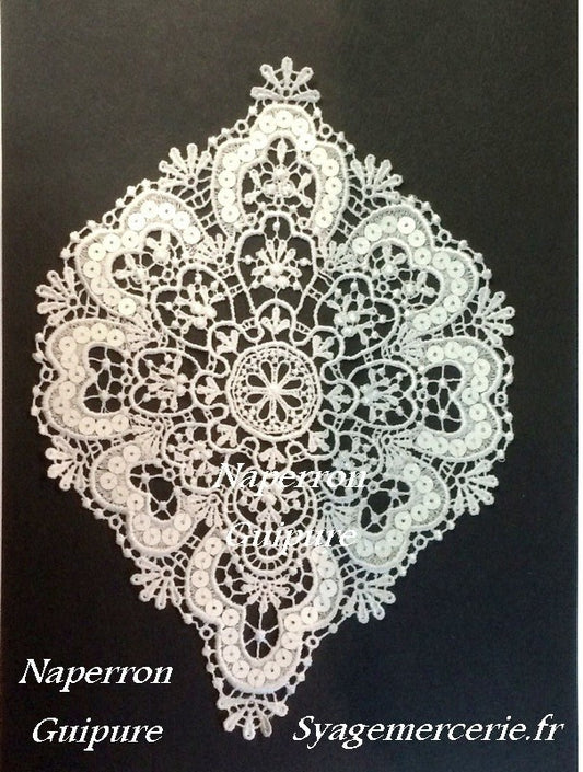 White Sequin Guipure Lace Placemat Pattern