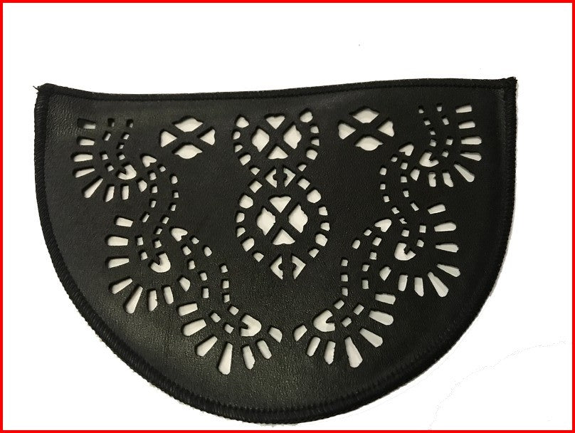 Black Faux Leather Openwork Patch, Applique, Epaulette, Elbow Patch