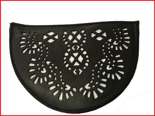 Black Faux Leather Openwork Patch, Applique, Epaulette, Elbow Patch