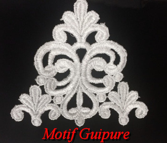 White or Black Guipure Embroidered Lace Patch Motif.