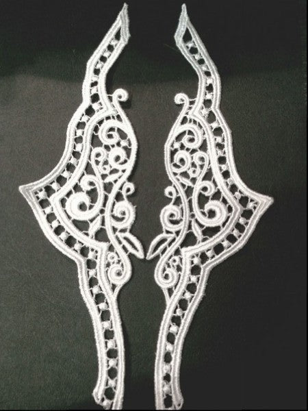 White Embroidered Guipure Lace Patch Motif for Sewing Customizations.
