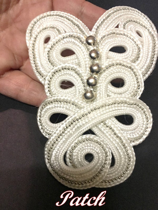 White Studded Trimmings Patch Motif to Sew