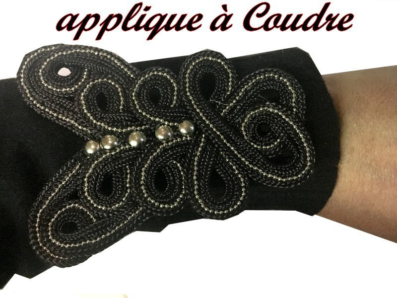 Black Studded Trimmings Sew-on Patch Motif