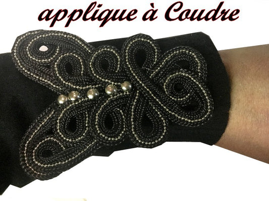 Black Studded Trimmings Sew-on Patch Motif