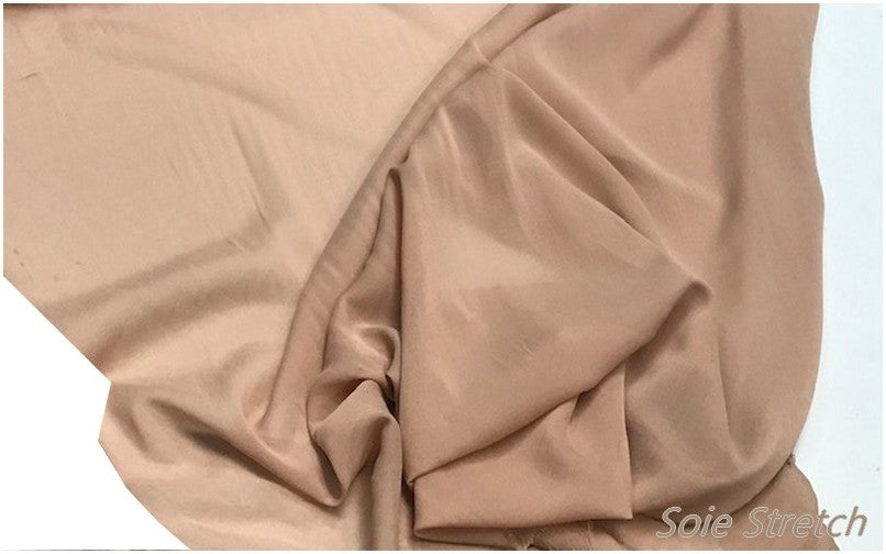 Mousseline de Soie Lycra Stretch Nude Couture Au Mètre.
