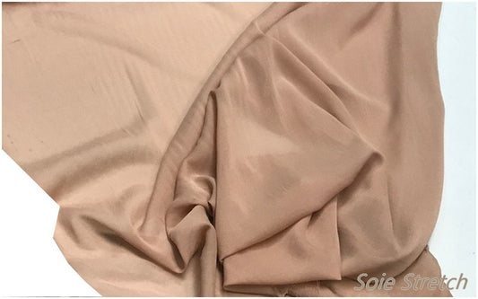 Mousseline de Soie Lycra Stretch Nude Couture Au Mètre.