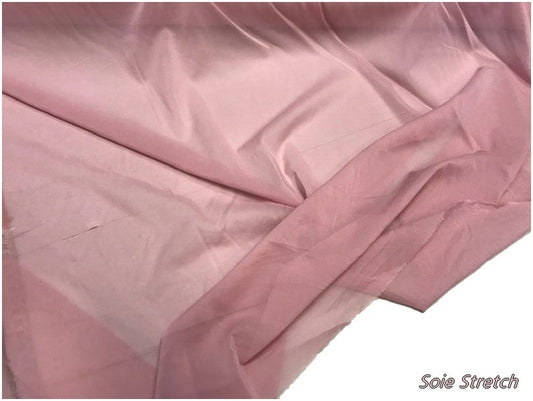 Mousseline de Soie Lycra Stretch Vieux Rose Couture Au Mètre.
