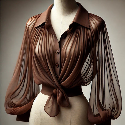 Mousseline De Soie Marron Choco Couture  Au Mètre.