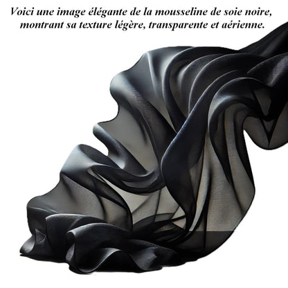 Mousseline de Soie Noire — Tissu Léger & Raffiné au Mètre