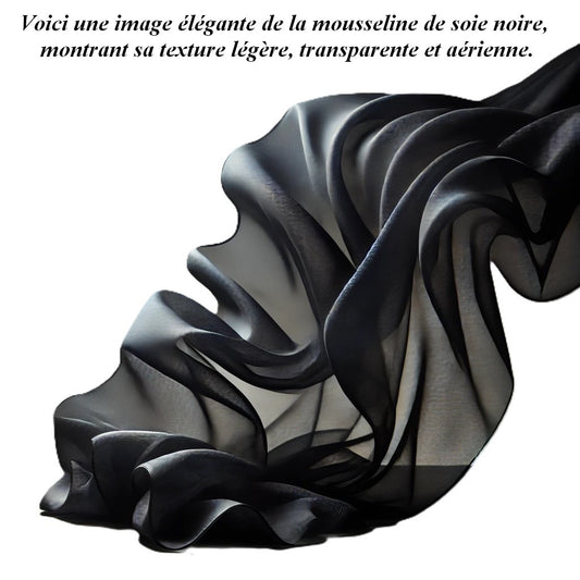Elegancia de gasa de seda negra: el tejido perfecto para creaciones ligeras y refinadas.