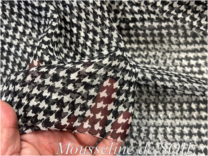 mousseline de soie tissu en pied de poule