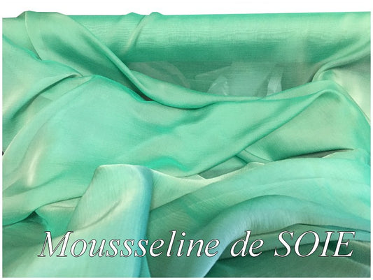 Mousseline De Soie Vert Émeraude couture Au Mètre.