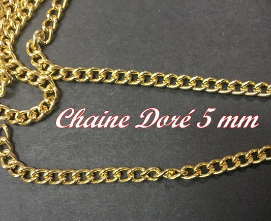 Ornement Chainette Doré Au Mètre En 5 mm Pour Lingerie et Customisations.