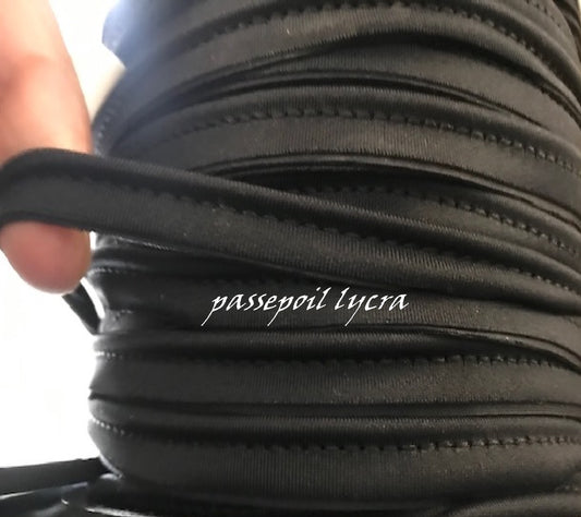 Passepoil Elastique Satiné  En 1 Cm, Noir  Pour Lingerie, et Customisations.