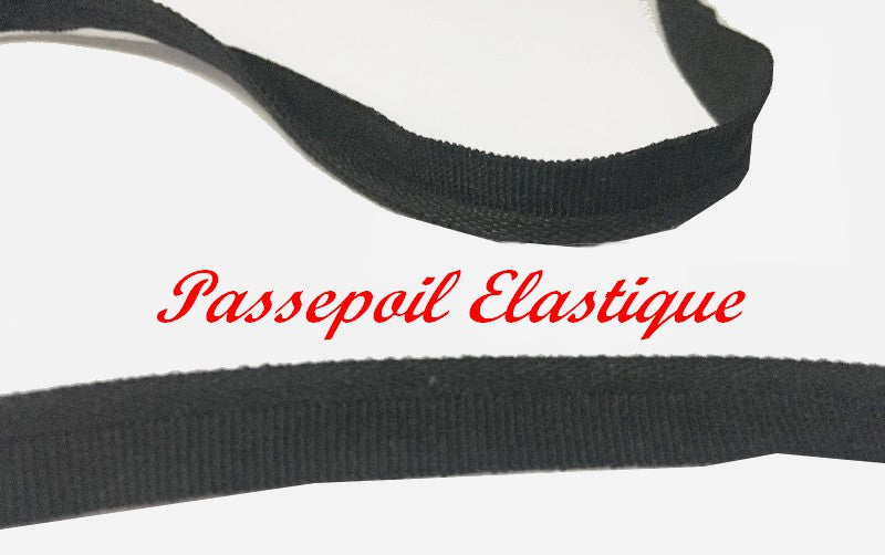 10mm Lycra Piping, Black for Lingerie, and Customizations.