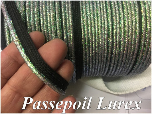 Multicolor green Lurex piping for clothing finishing and edging