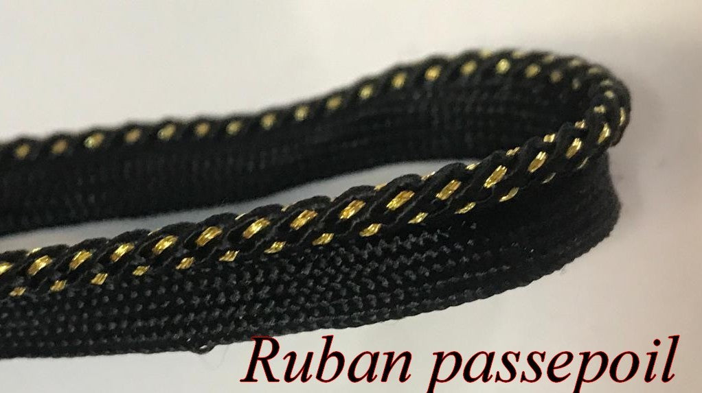 10mm Black and Gold Piping with 3mm Beading: A Touch of Elegance for Your Creations