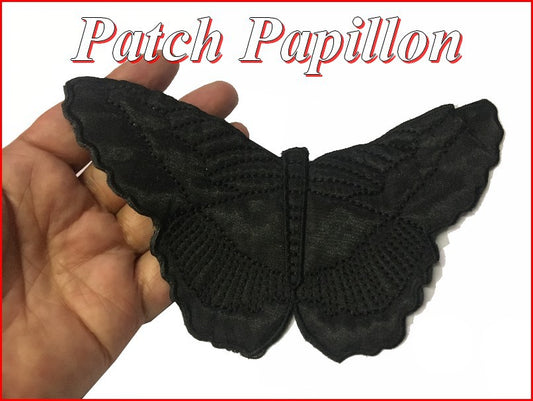 Black Satin Butterfly Patch to Sew on for Decorations and Customizations.