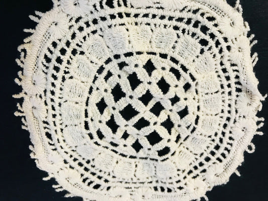 Ivory Guipure Round Sew-on Patch for Lingerie, Bustier, and Customizations.