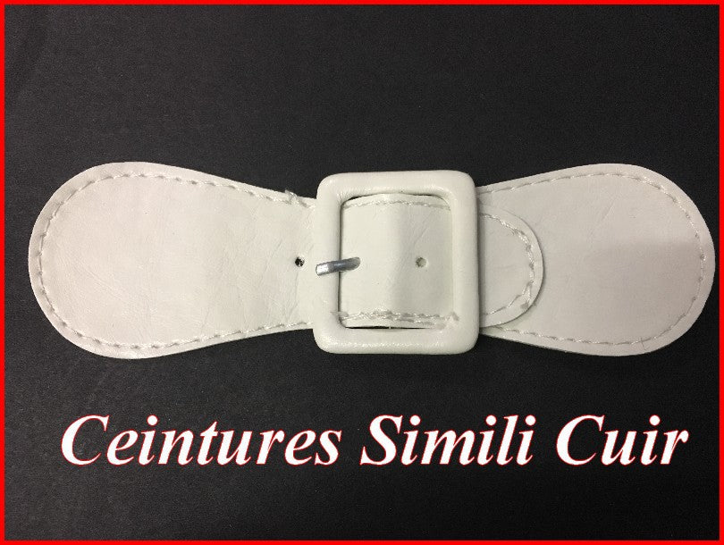 White Faux Leather Belt Buckle for Sewing on Dresses, Bags, and Customizations.