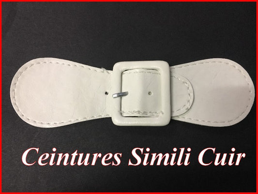 White Faux Leather Belt Buckle for Sewing on Dresses, Bags, and Customizations.
