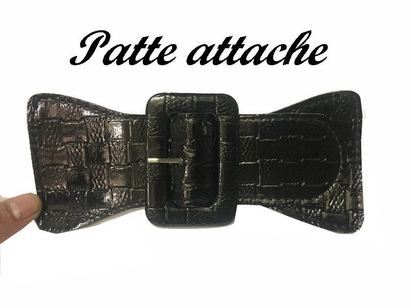 Black Patent Leatherette Belt Clip for Sewing on Dresses, Bags, and Customizations.