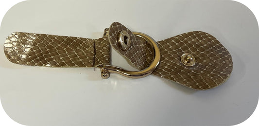 Patte d’attache en 2 parties, Attache imitation cuir serpent – Fermoir doré à boucle design