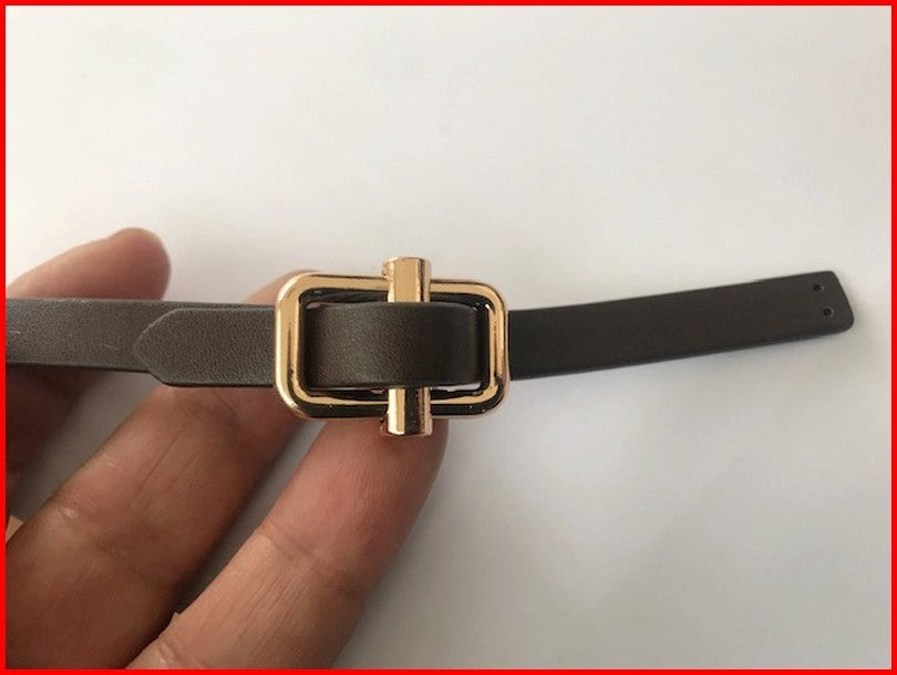 Kilt Tab Brown Faux Leather Belt Fastener with Gold Buckle to Sew on for Decorating Dresses, Bags, Customizations.