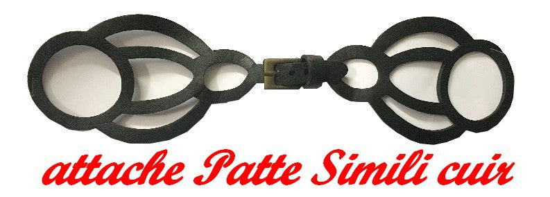 Kilt Tab Attachment in Openwork Faux Leather in Black Color to Sew for Decorations Dresses, Bags, Customizations.