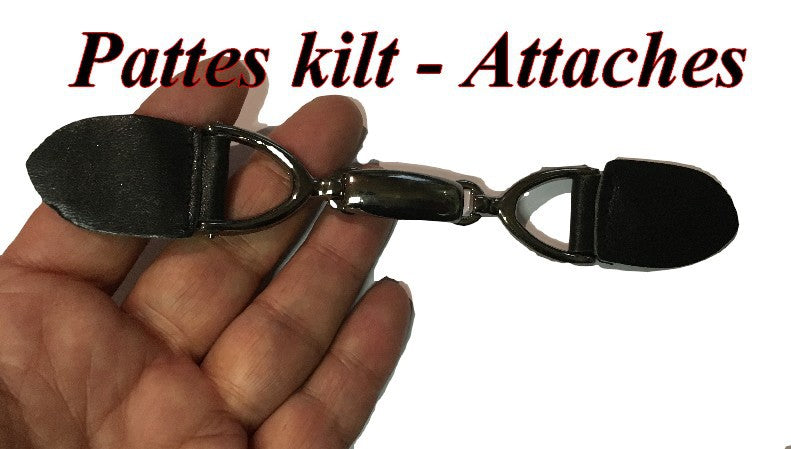 Kilt Tab Faux Leather Fastener with Gunmetal Buckle for Sewing on Dresses, Bags, Customizations.