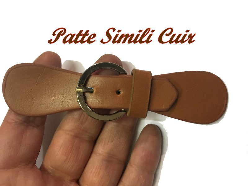 Kilt Tab Faux Leather Fastener Tobacco Brown Color Sew On For Decorating Dresses, Bags, Customizations.