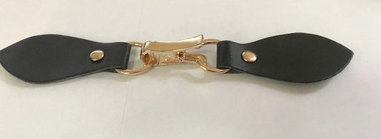 Kilt Tab Black Faux Leather Sew-on Fastener for Dress Decorations, Bags, Customizations.